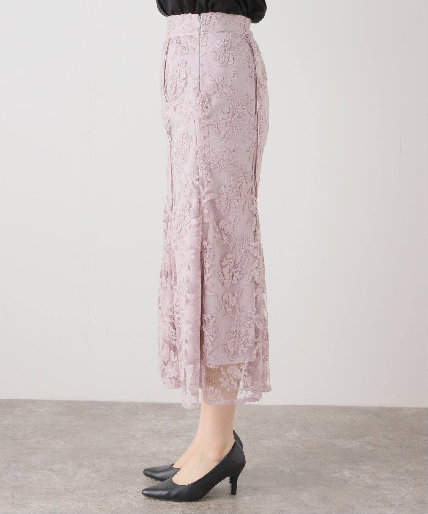 エンブロイダリーチュールスカート（ロング・マキシ丈スカート）｜La  