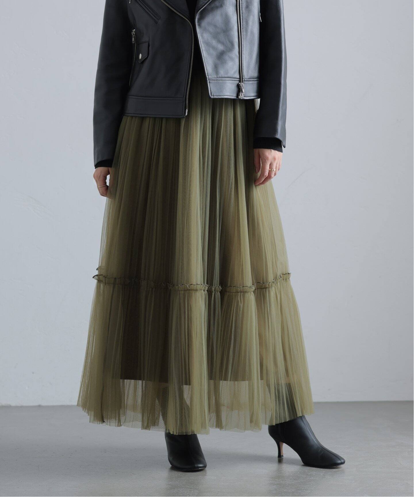 チュールプリーツスカート（ロング・マキシ丈スカート）｜La Totalite  