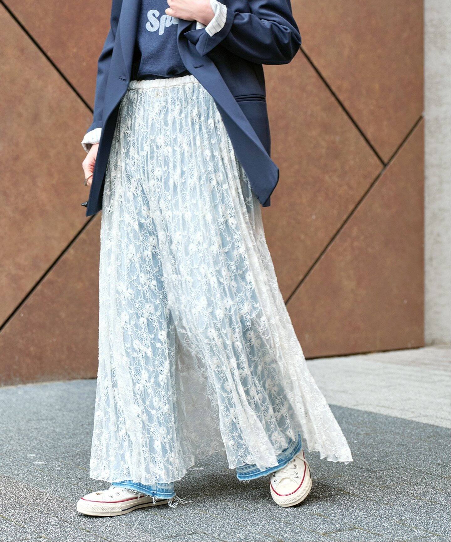 シアーレースプリーツスカート（ロング・マキシ丈スカート）｜Spick  