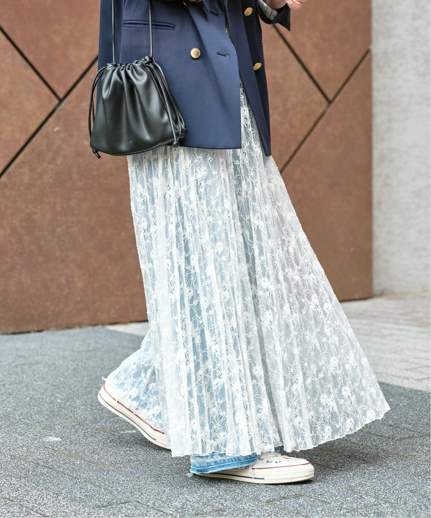 シアーレースプリーツスカート（ロング・マキシ丈スカート）｜Spick  