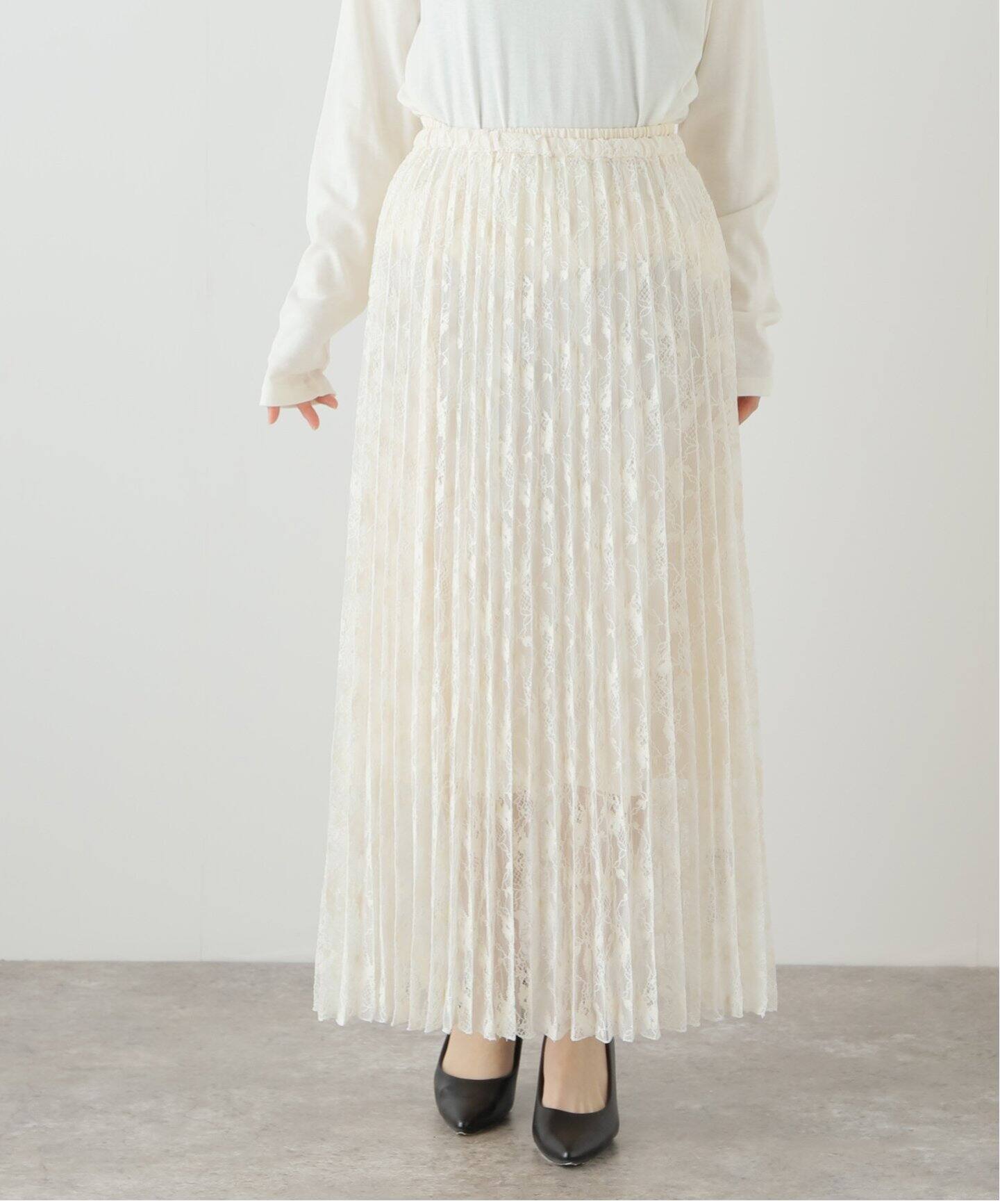 シアーレースプリーツスカート（ロング・マキシ丈スカート）｜Spick  