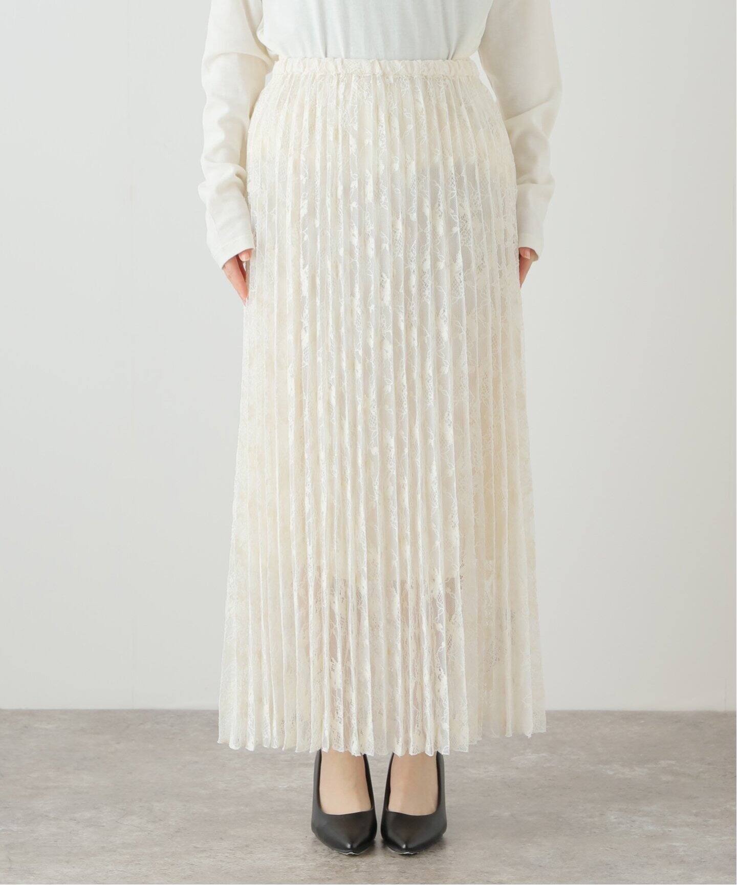 シアーレースプリーツスカート（ロング・マキシ丈スカート）｜Spick  