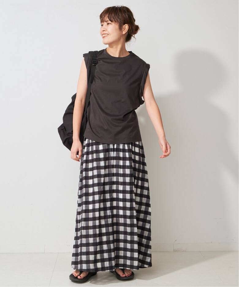 シアーギンガムチェックスカート（ロング・マキシ丈スカート）｜Spick  
