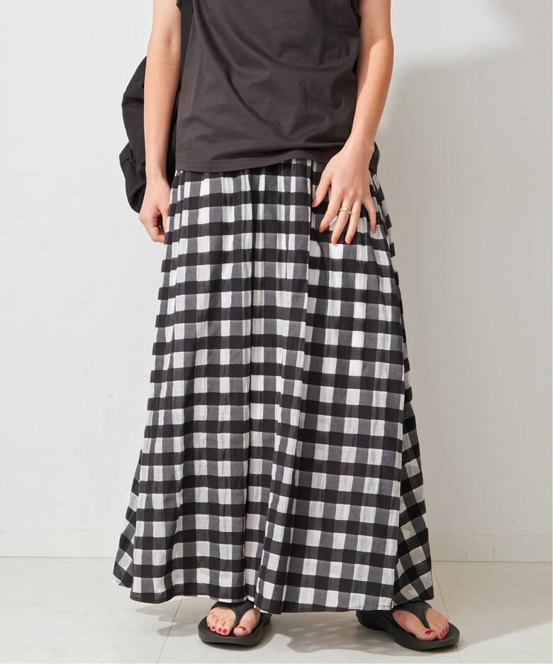 シアーギンガムチェックスカート（ロング・マキシ丈スカート）｜Spick  