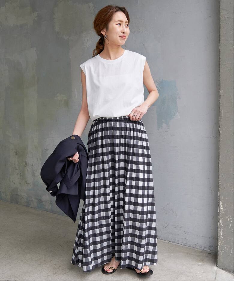 シアーギンガムチェックスカート（ロング・マキシ丈スカート）｜Spick  