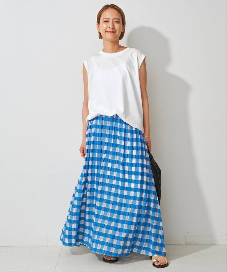 シアーギンガムチェックスカート（ロング・マキシ丈スカート）｜Spick  