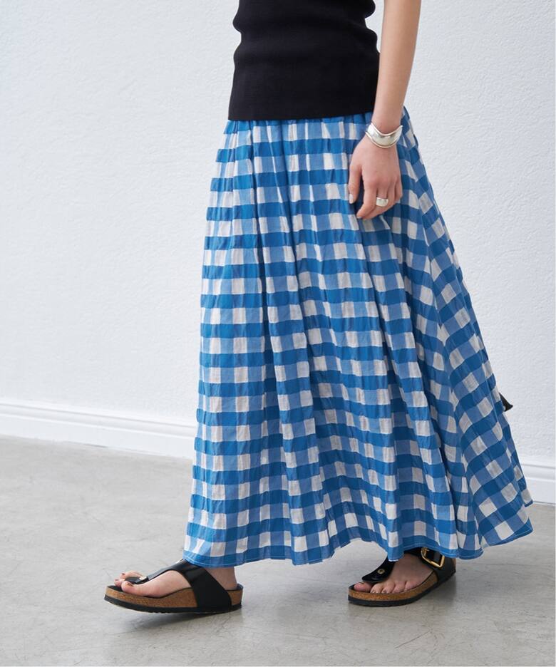 シアーギンガムチェックスカート（ロング・マキシ丈スカート）｜Spick  