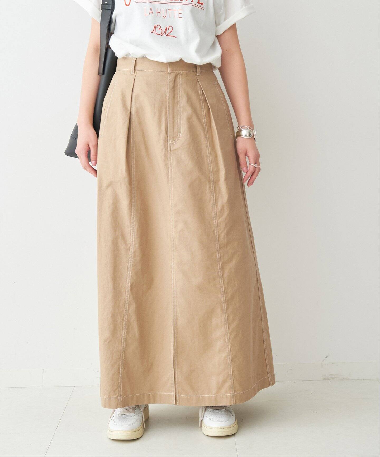 コットンリネンAラインスカート（ロング・マキシ丈スカート）｜Spick  