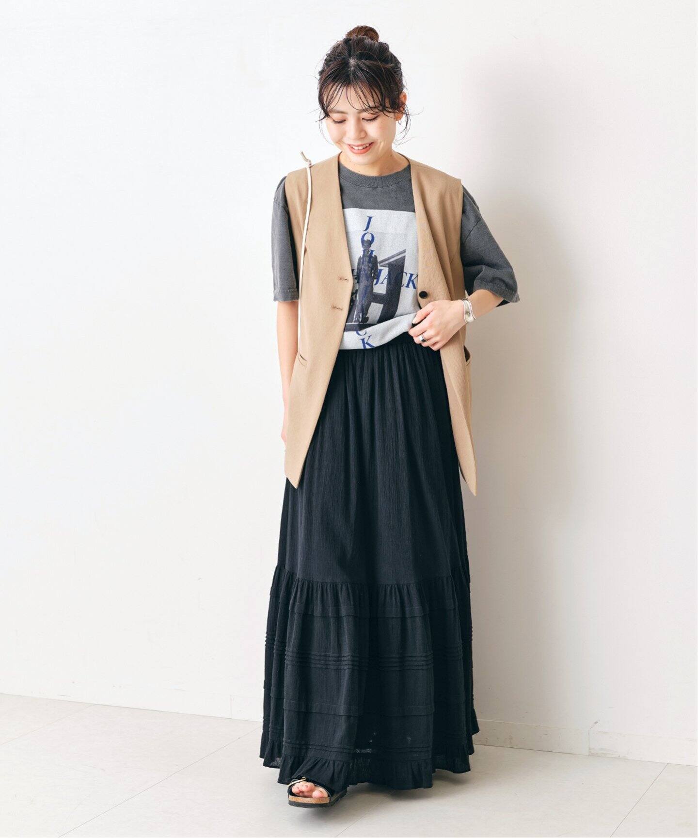 コットンクレープギャザースカート（ロング・マキシ丈スカート  