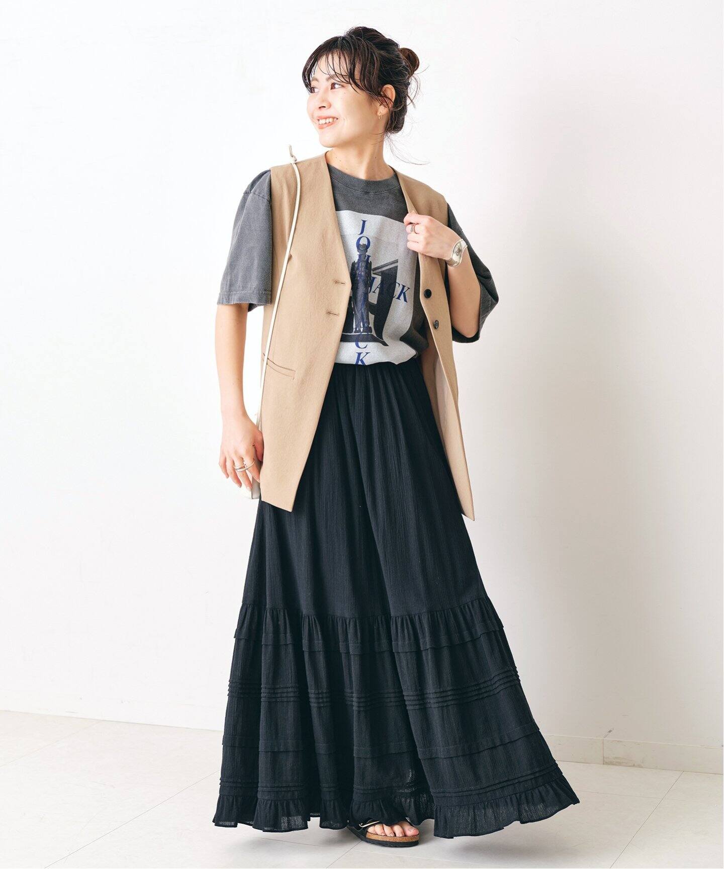 コットンクレープギャザースカート（ロング・マキシ丈スカート  