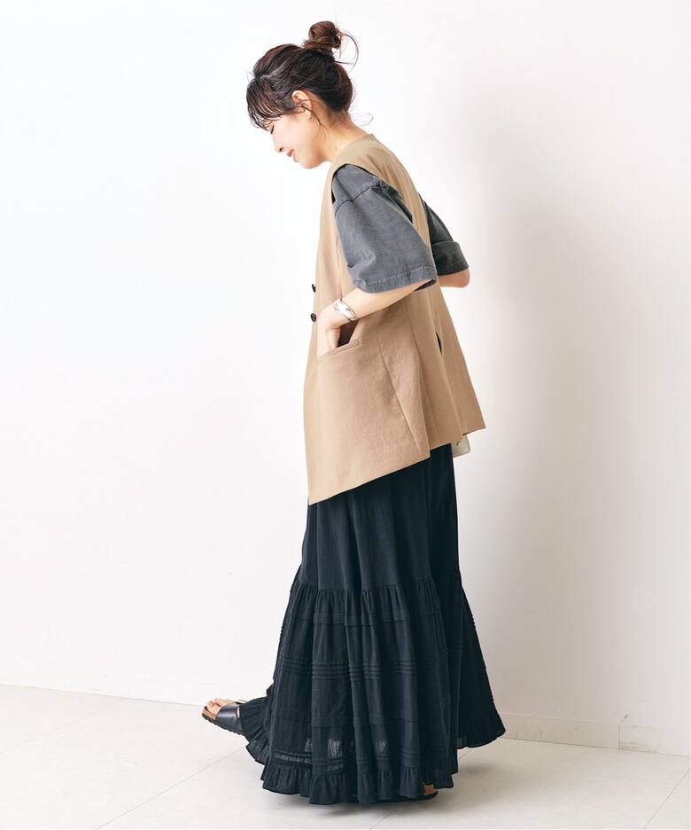 コットンクレープギャザースカート（ロング・マキシ丈スカート  