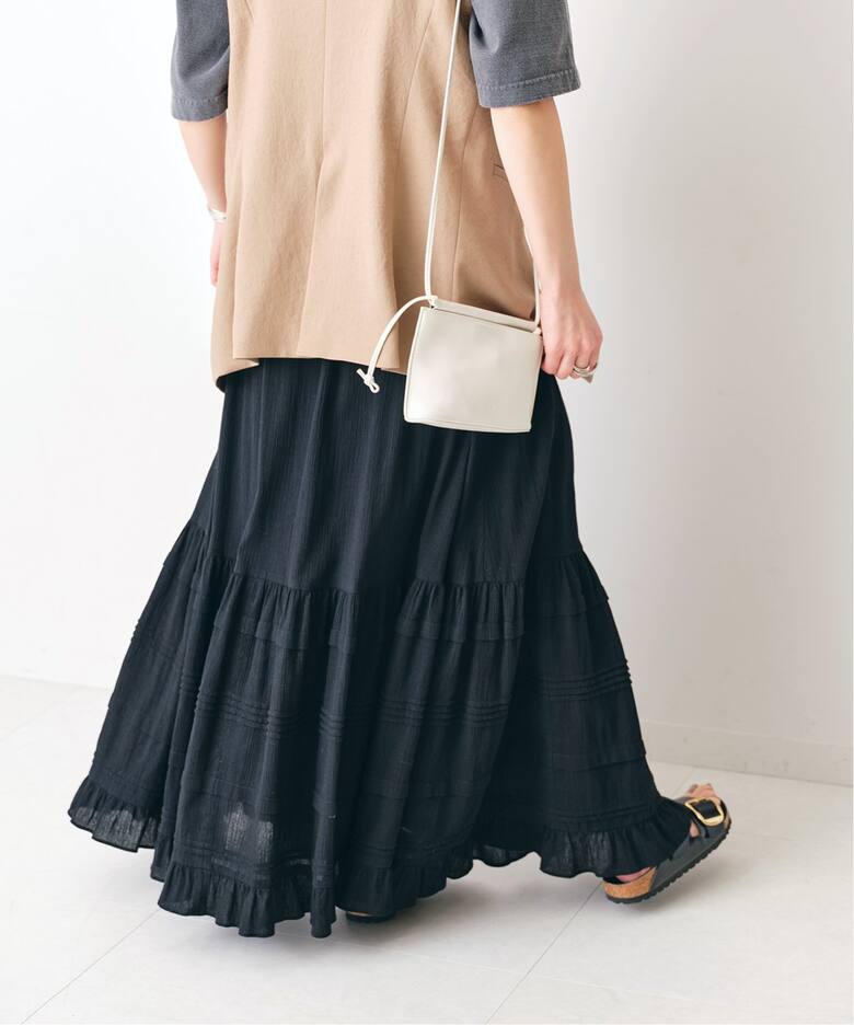 コットンクレープギャザースカート（ロング・マキシ丈スカート  