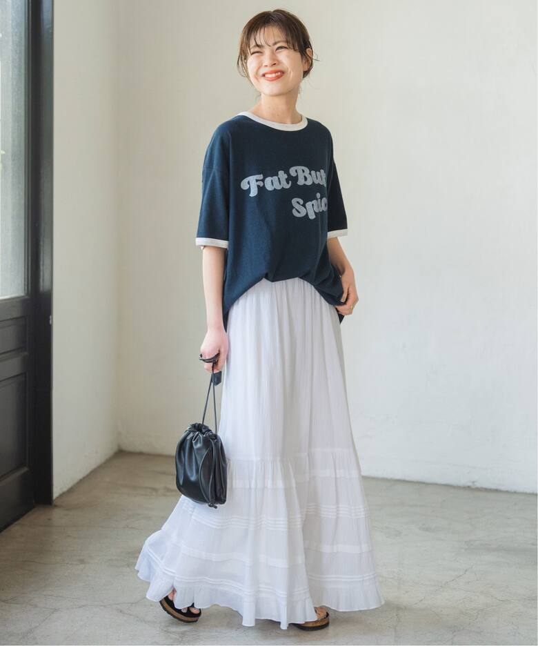 コットンクレープギャザースカート（ロング・マキシ丈スカート  