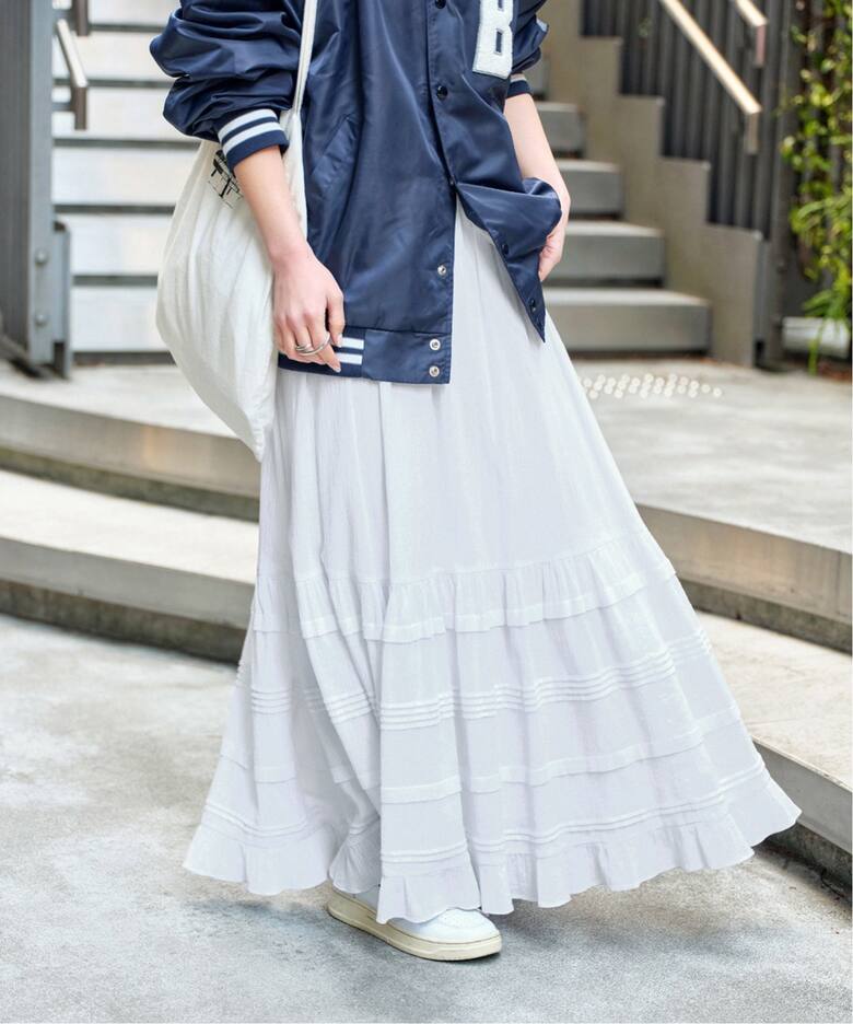 コットンクレープギャザースカート（ロング・マキシ丈スカート  