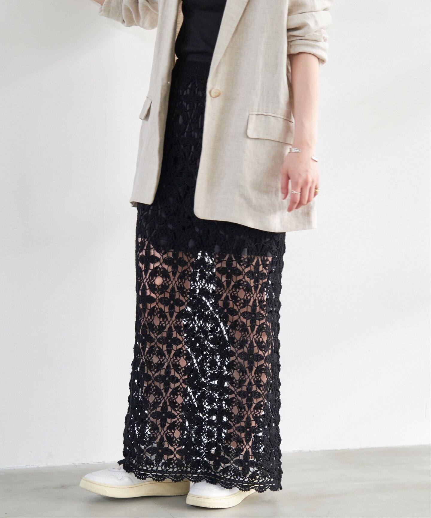 S.Shiori*S カギ針ニットスカート（ロング・マキシ丈スカート）｜Spick 