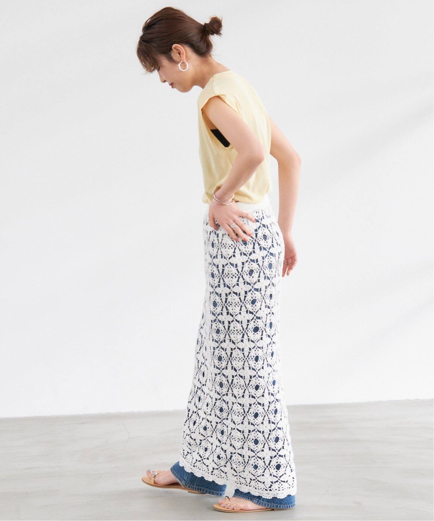 S.Shiori*S カギ針ニットスカート（ロング・マキシ丈スカート）｜Spick 