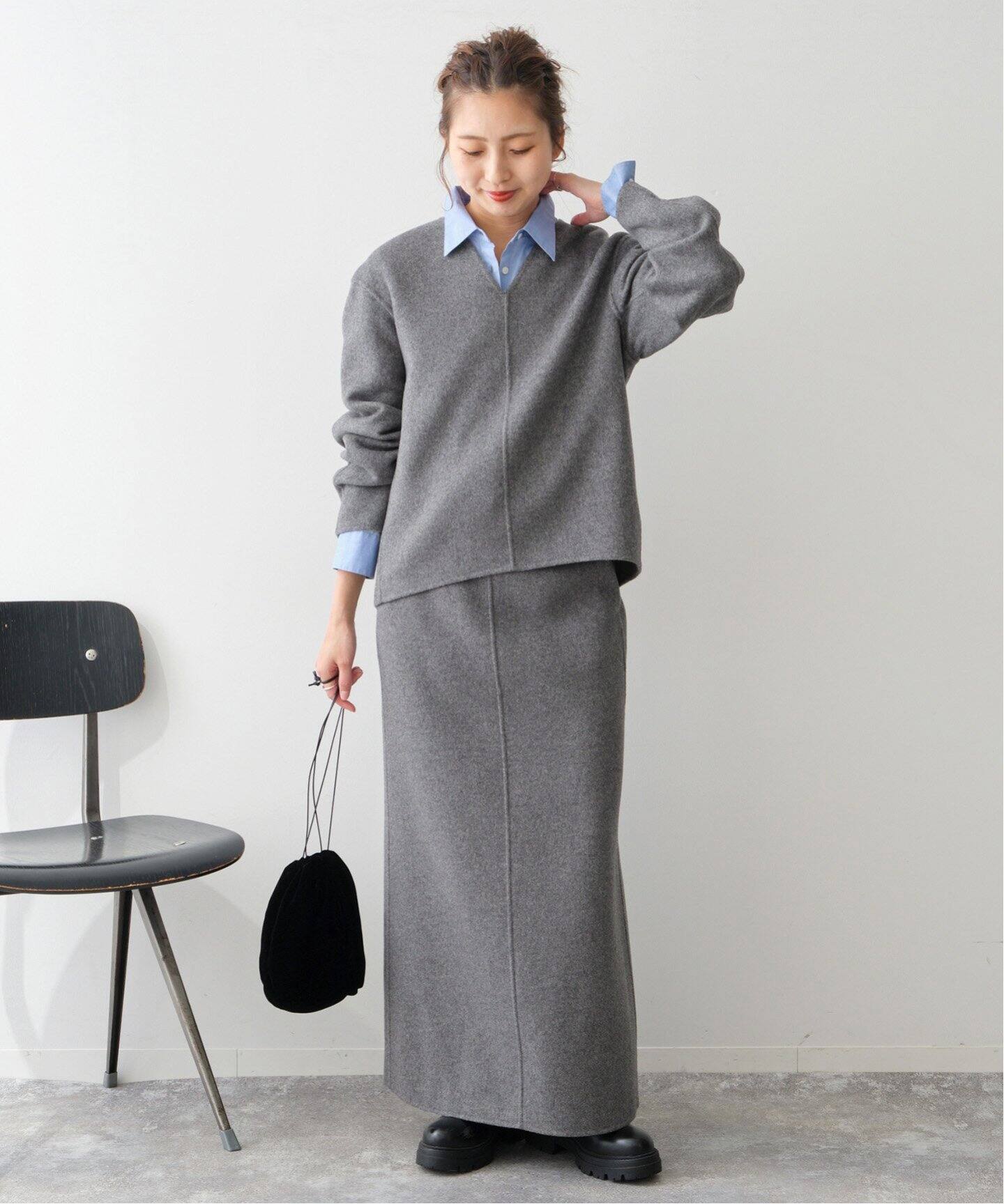 ダブルフェイストラペーズスカート（ロング・マキシ丈スカート  