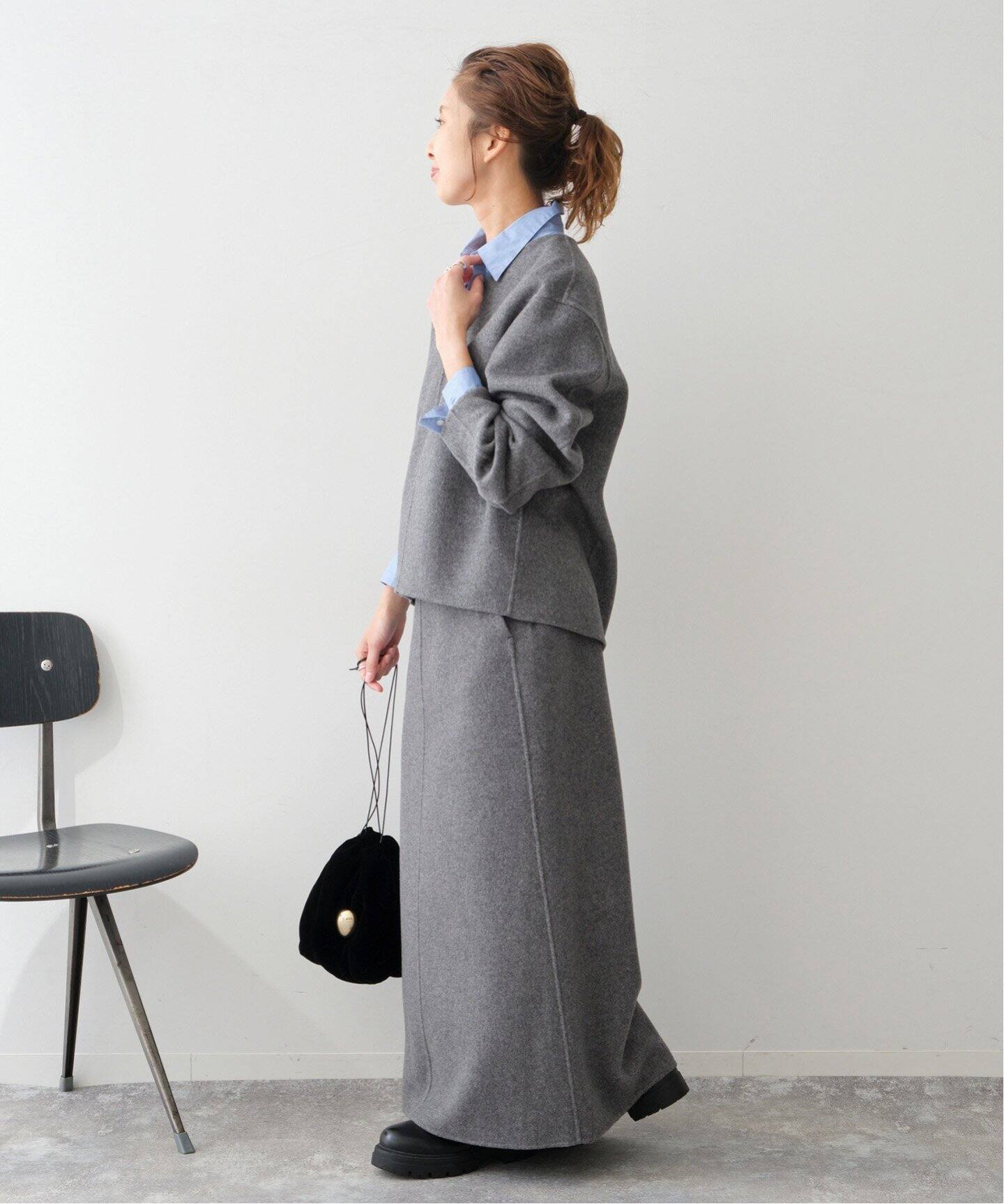 ダブルフェイストラペーズスカート（ロング・マキシ丈スカート  