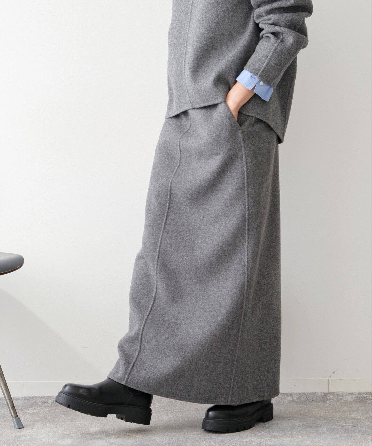 ダブルフェイストラペーズスカート（ロング・マキシ丈スカート  