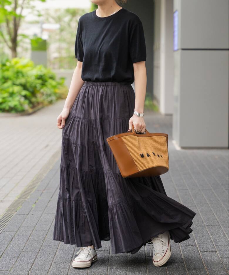 HYU 100/ボイルティアードスカート（ロング・マキシ丈スカート  