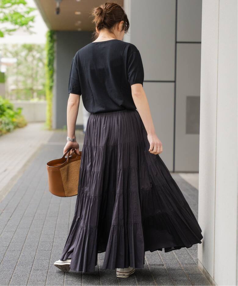 HYU 100/ボイルティアードスカート（ロング・マキシ丈スカート  