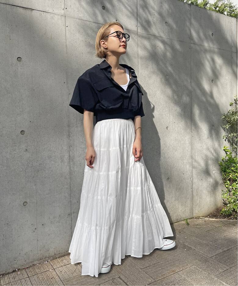 HYU 100/ボイルティアードスカート（ロング・マキシ丈スカート  