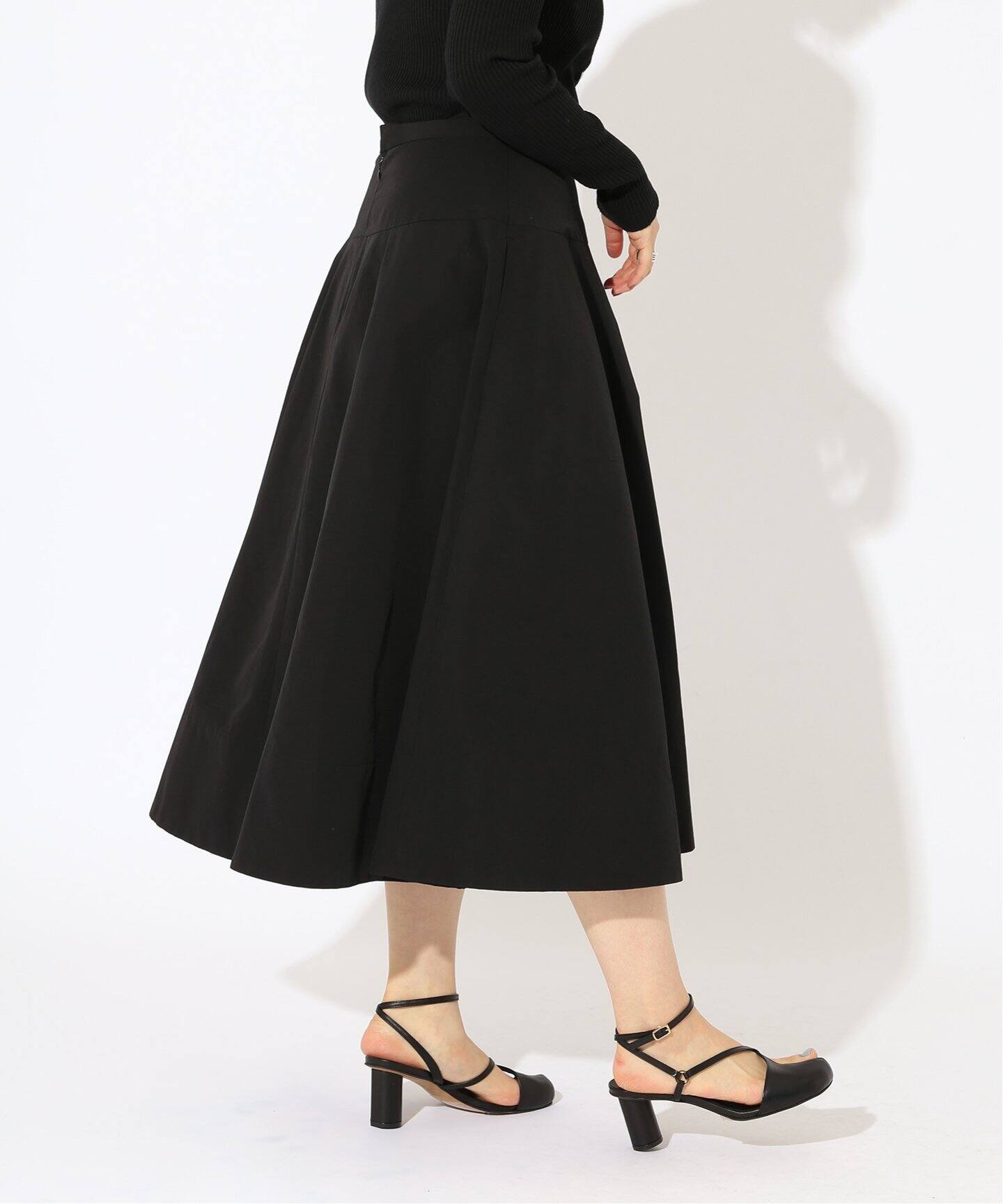 コットンナイロンクロスフレアスカート（ロング・マキシ丈スカート  