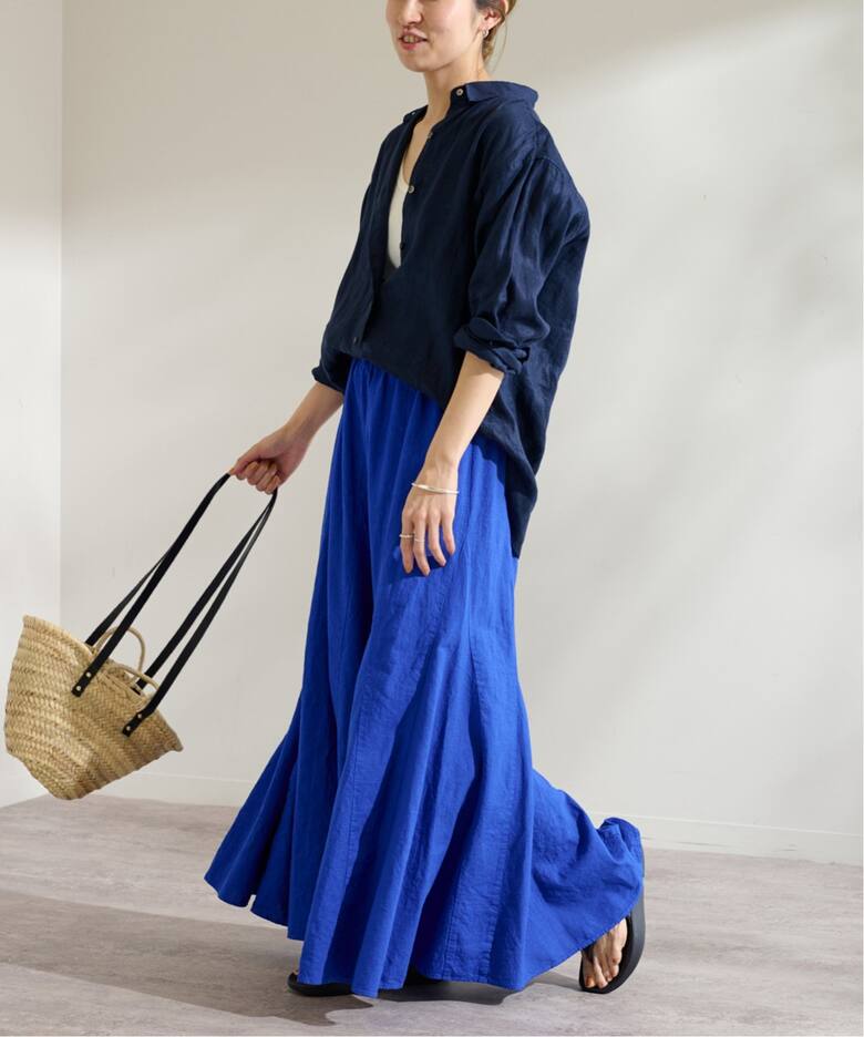 ≪追加≫ピースダイ切替フレアスカート（ロング・マキシ丈スカート  