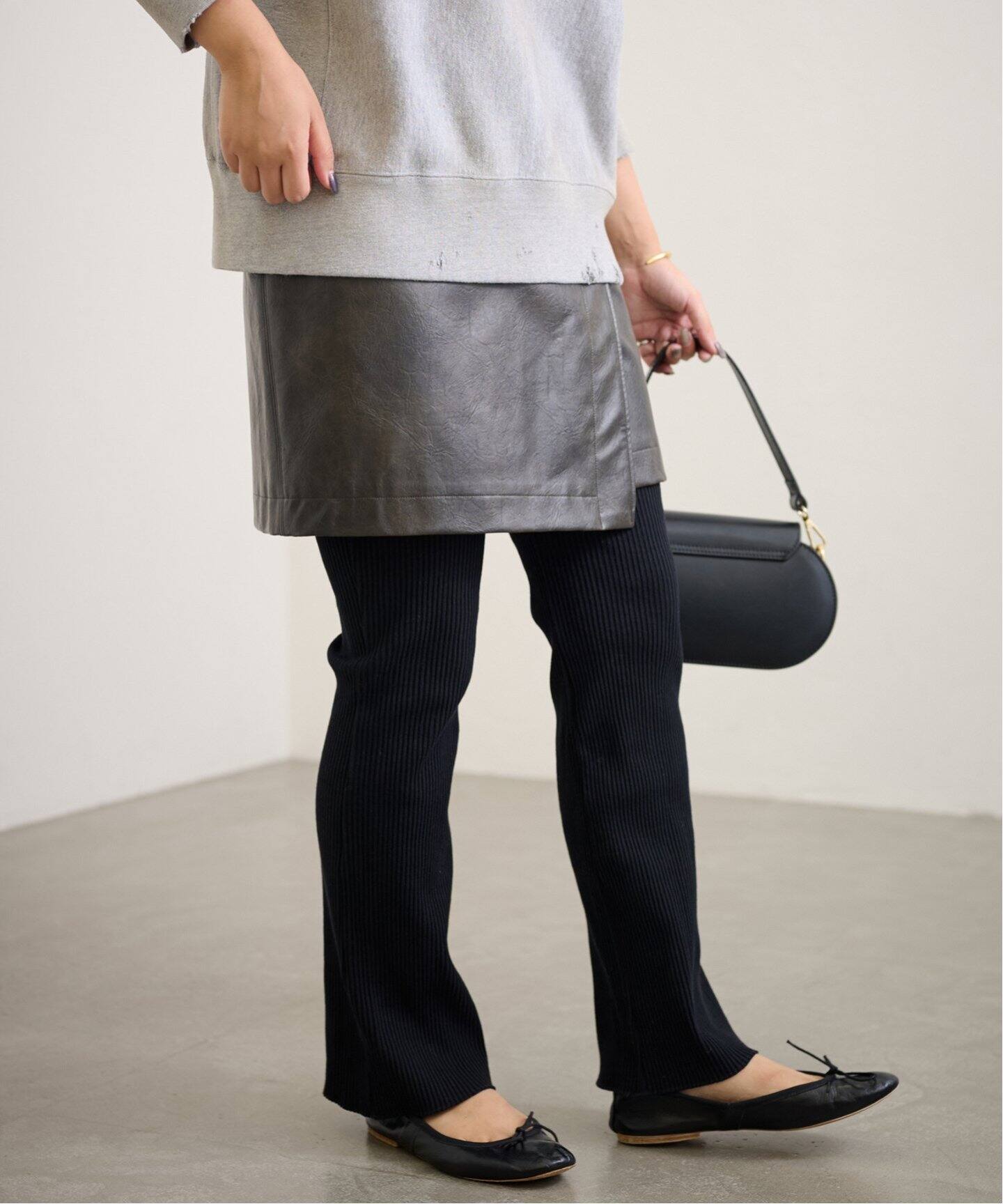 フェイクレザーレイヤードスカート（ミニスカート）｜FRAMeWORK  