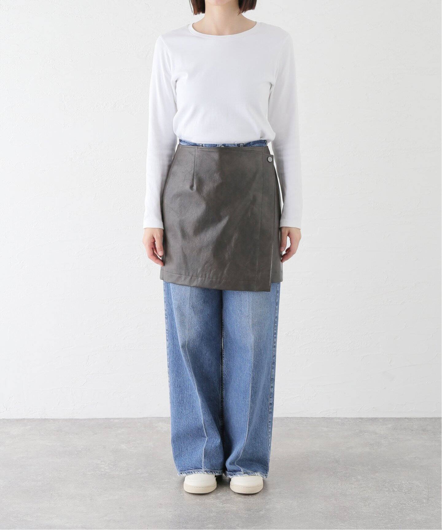 フェイクレザーレイヤードスカート（ミニスカート）｜FRAMeWORK  