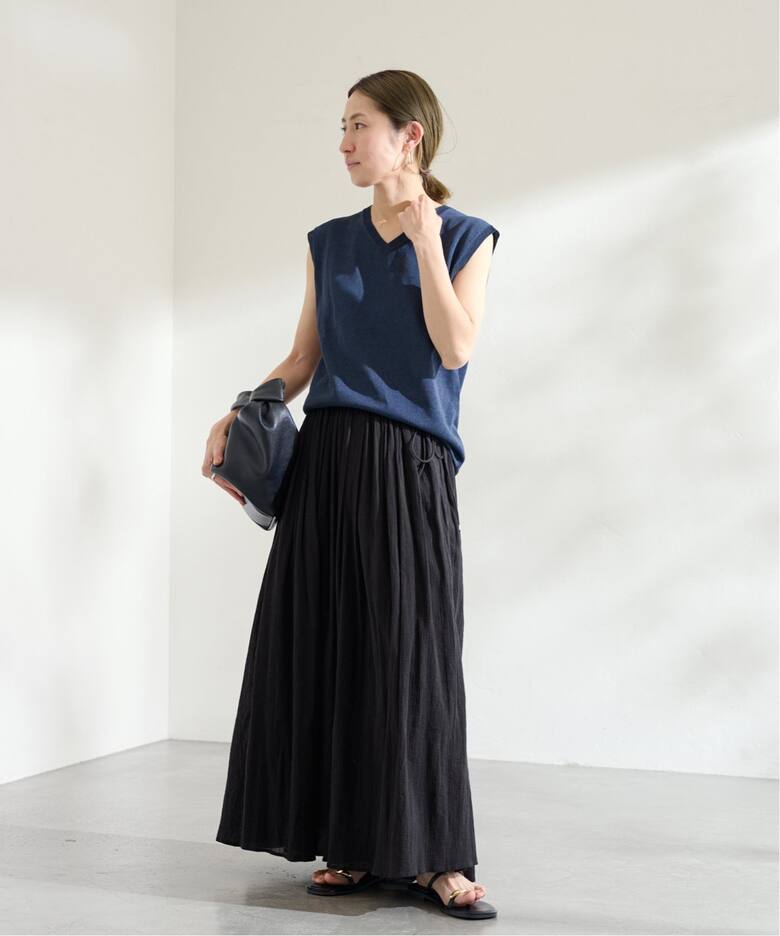 コットンクレープギャザースカート（ロング・マキシ丈スカート  