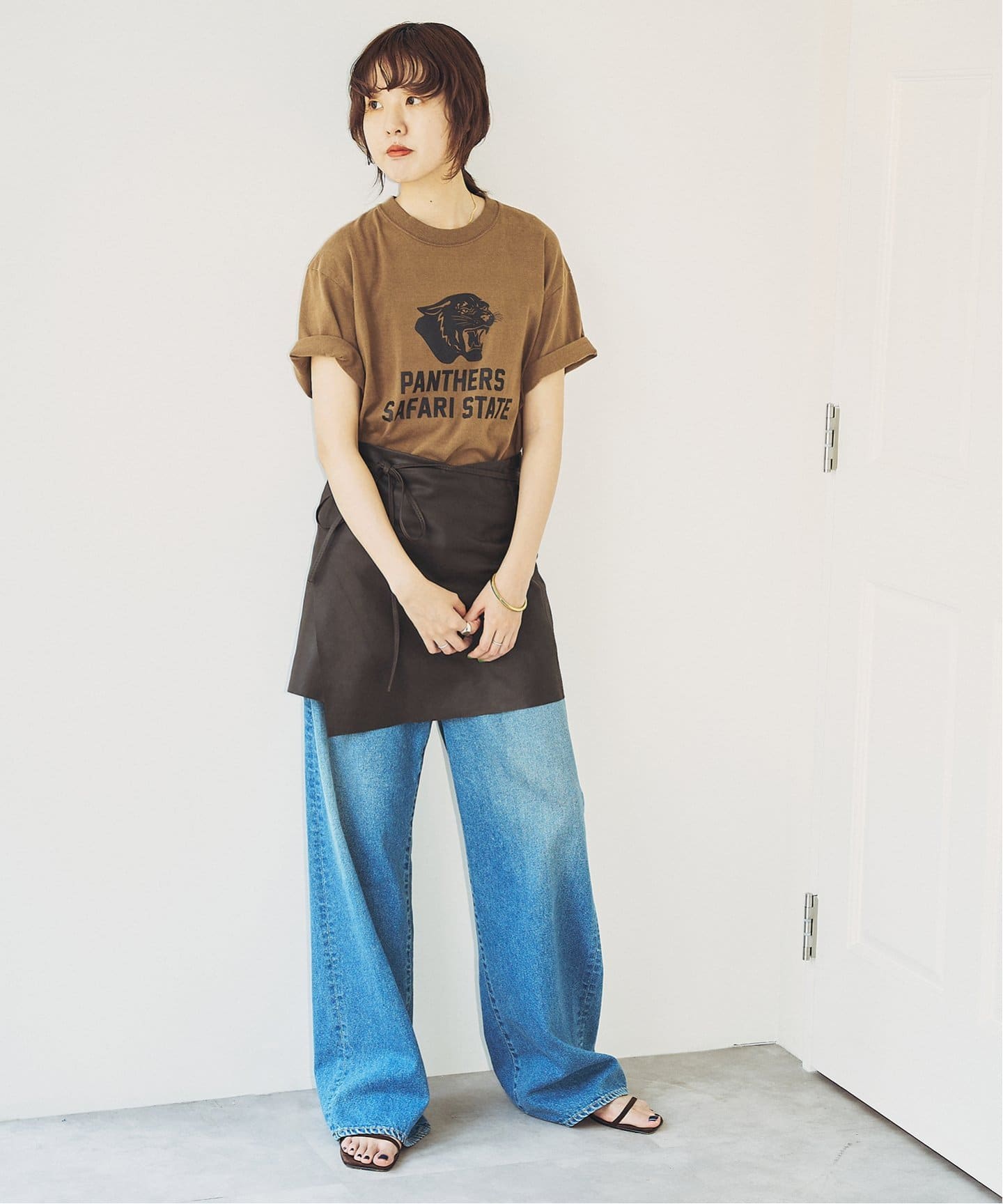 THRIFTY LOOK/スリフティルック 別注レザーラップスカート（ミニ