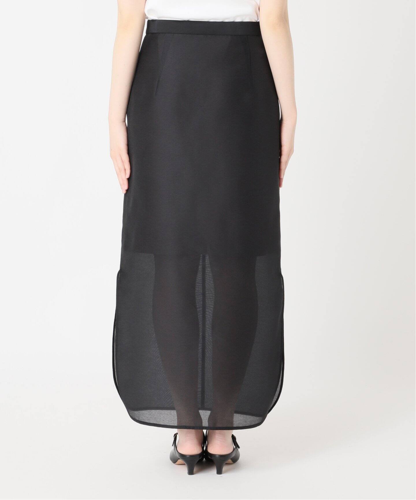 NOBLE ミルキーシアーカーゴロングスカートブラック38 