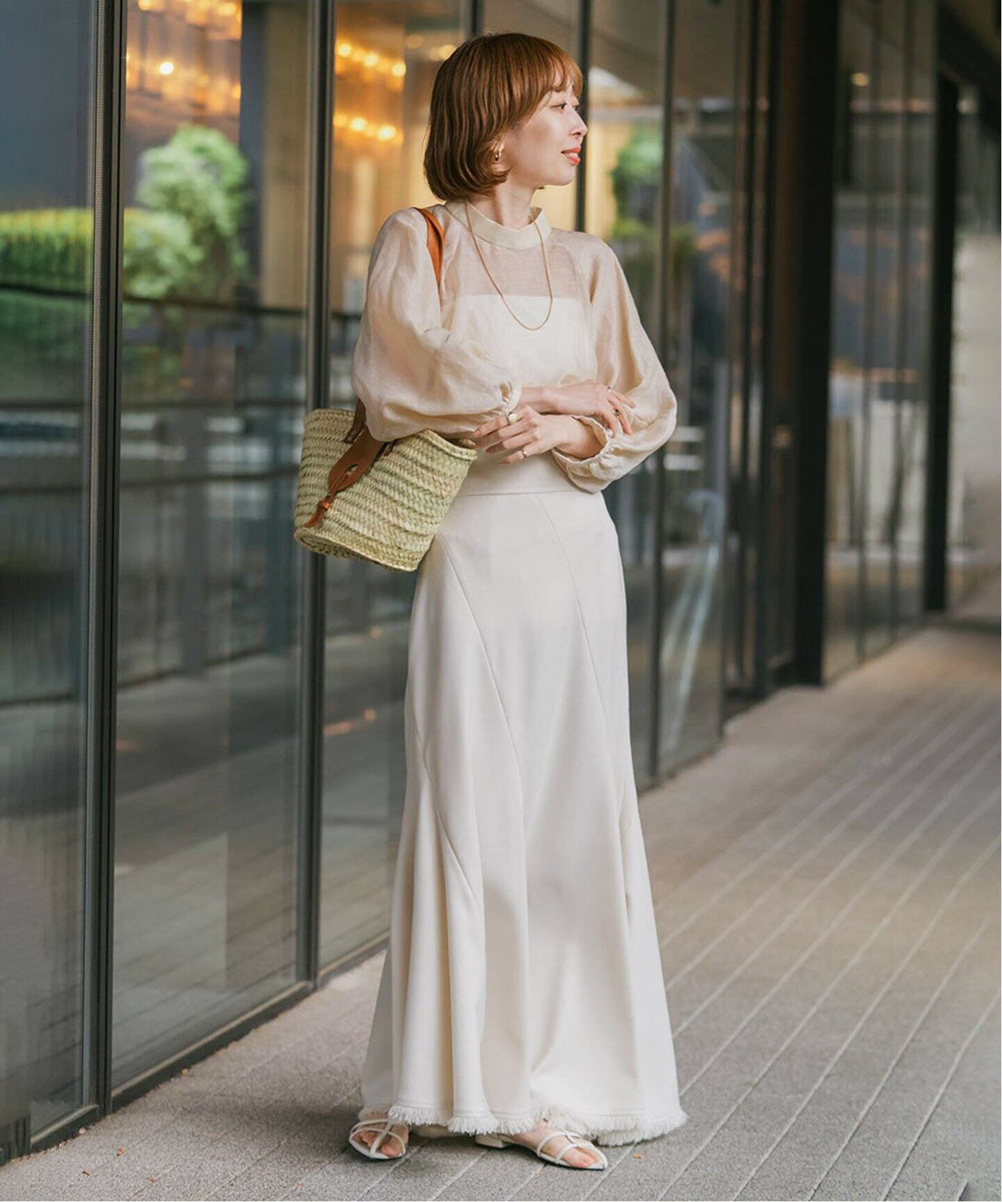 メランジカラーリネンライクトルネードスカート（ロング・マキシ  