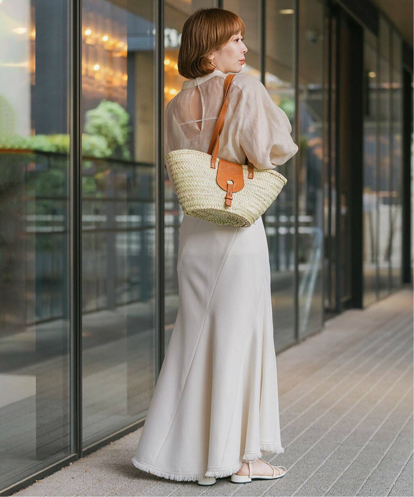 メランジカラーリネンライクトルネードスカート（ロング・マキシ  