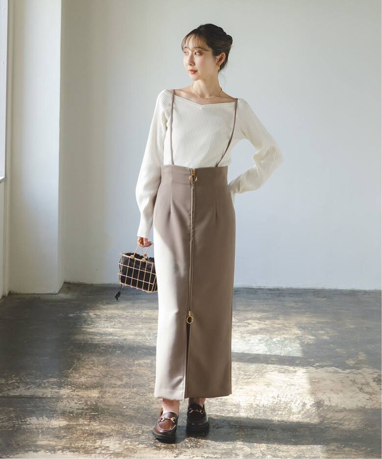 追加》ショルダーサロペットフープジップスカート（ロング・マキシ丈 