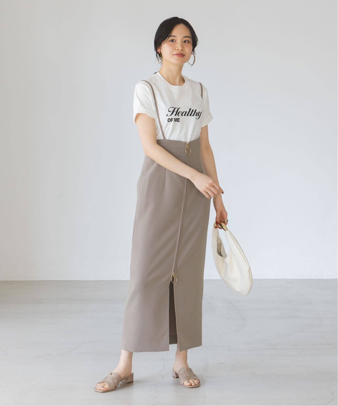 追加》ショルダーサロペットフープジップスカート（ロング・マキシ丈 