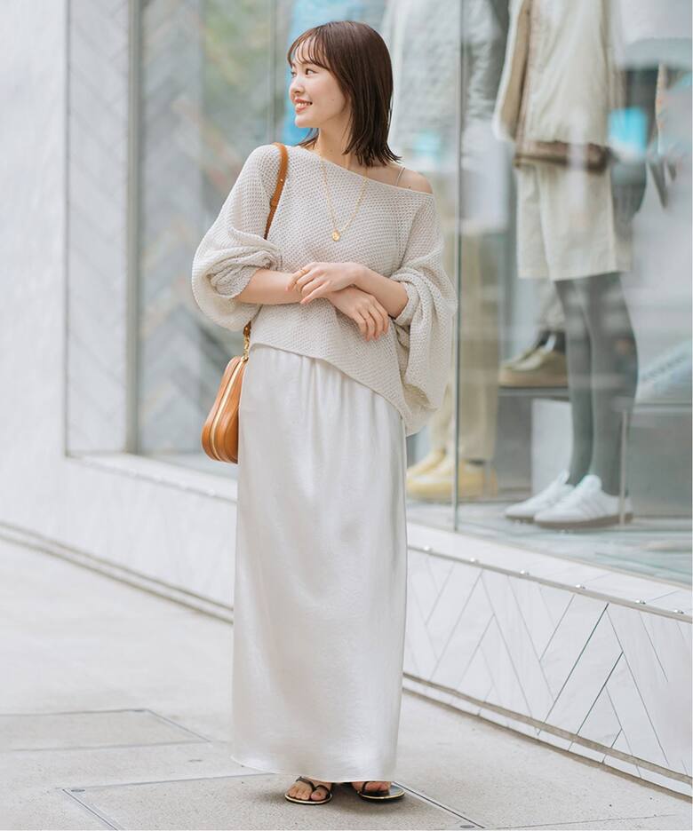 追加2》ナローAラインサテンスカート（ロング・マキシ丈スカート  