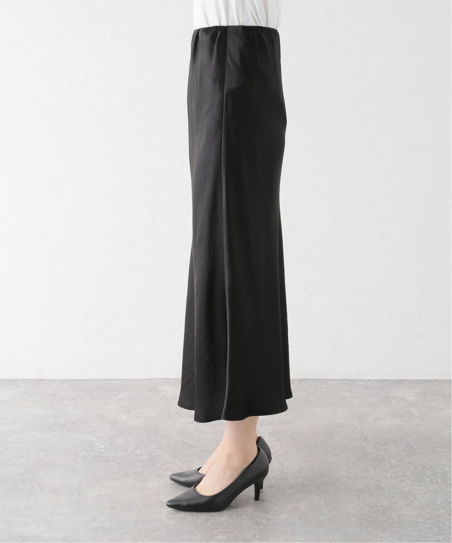 Noble ナローAラインサテンスカート 黒 追加》ナローAラインサテンスカート 2（ロング・マキシ丈スカート