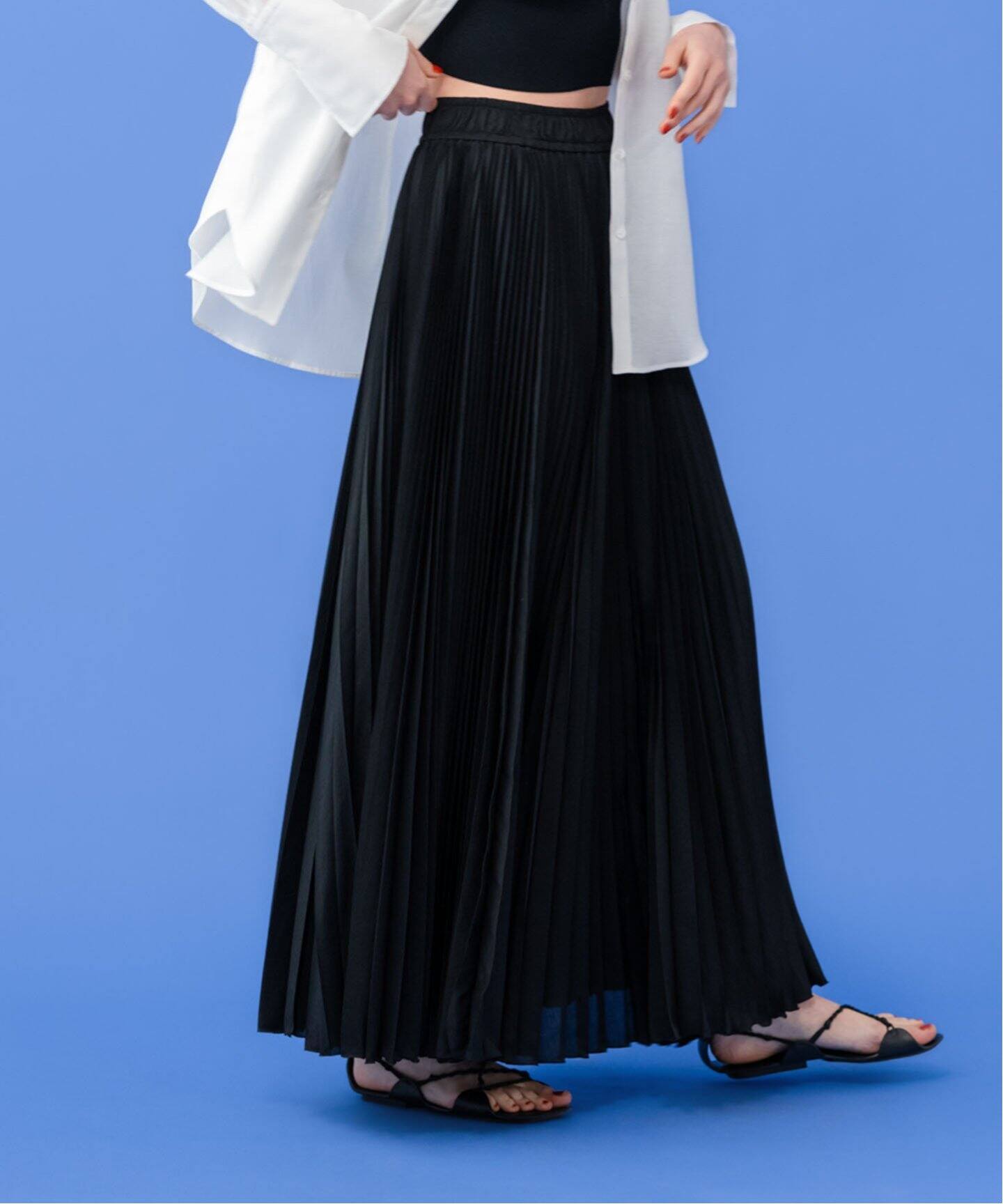 ELENI/エルニ シルク混シアープリーツスカート（ロング・マキシ丈  