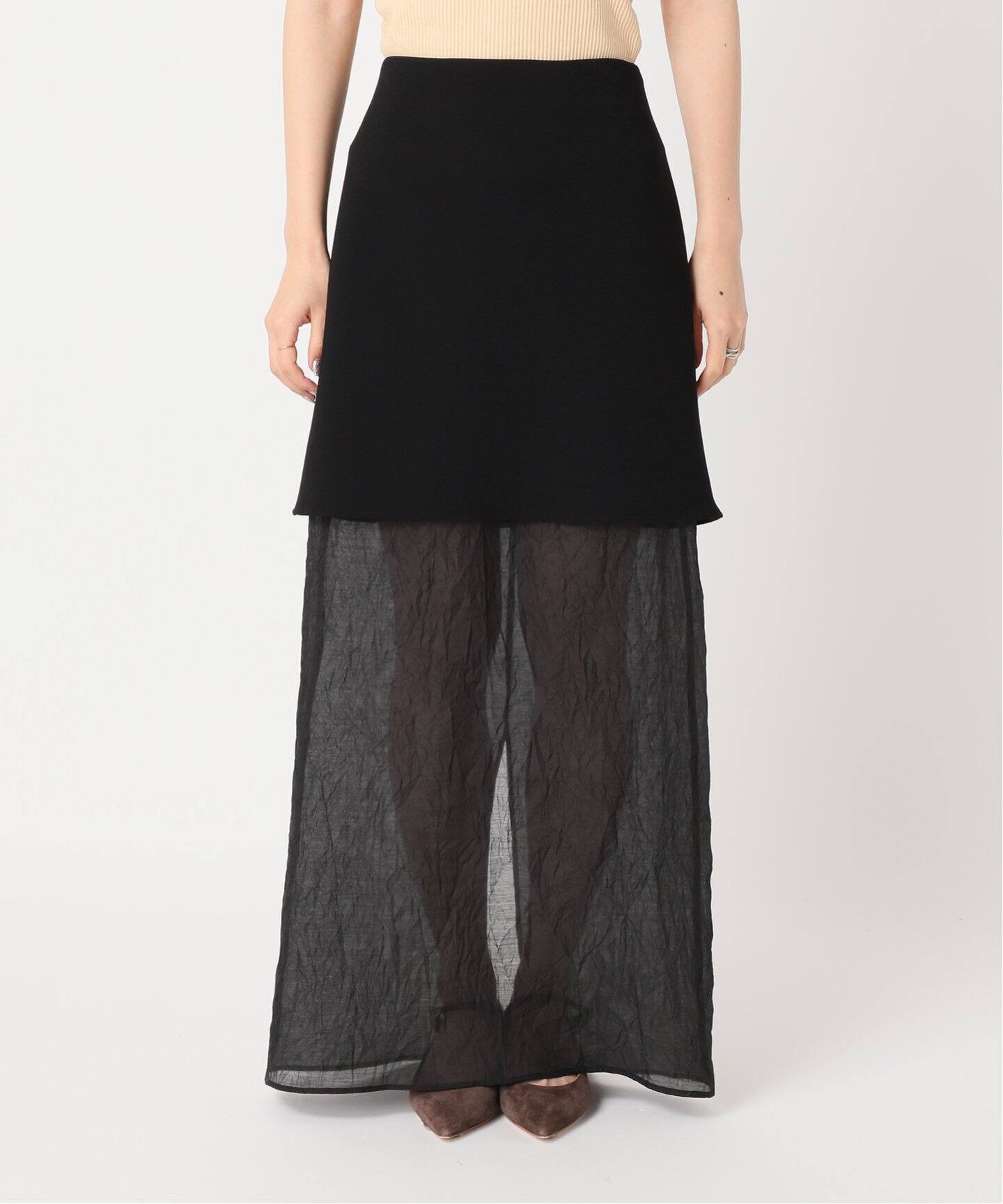 中古】ノーブル NOBLE 19SS ボタントラペーズスカート ロング 台形  