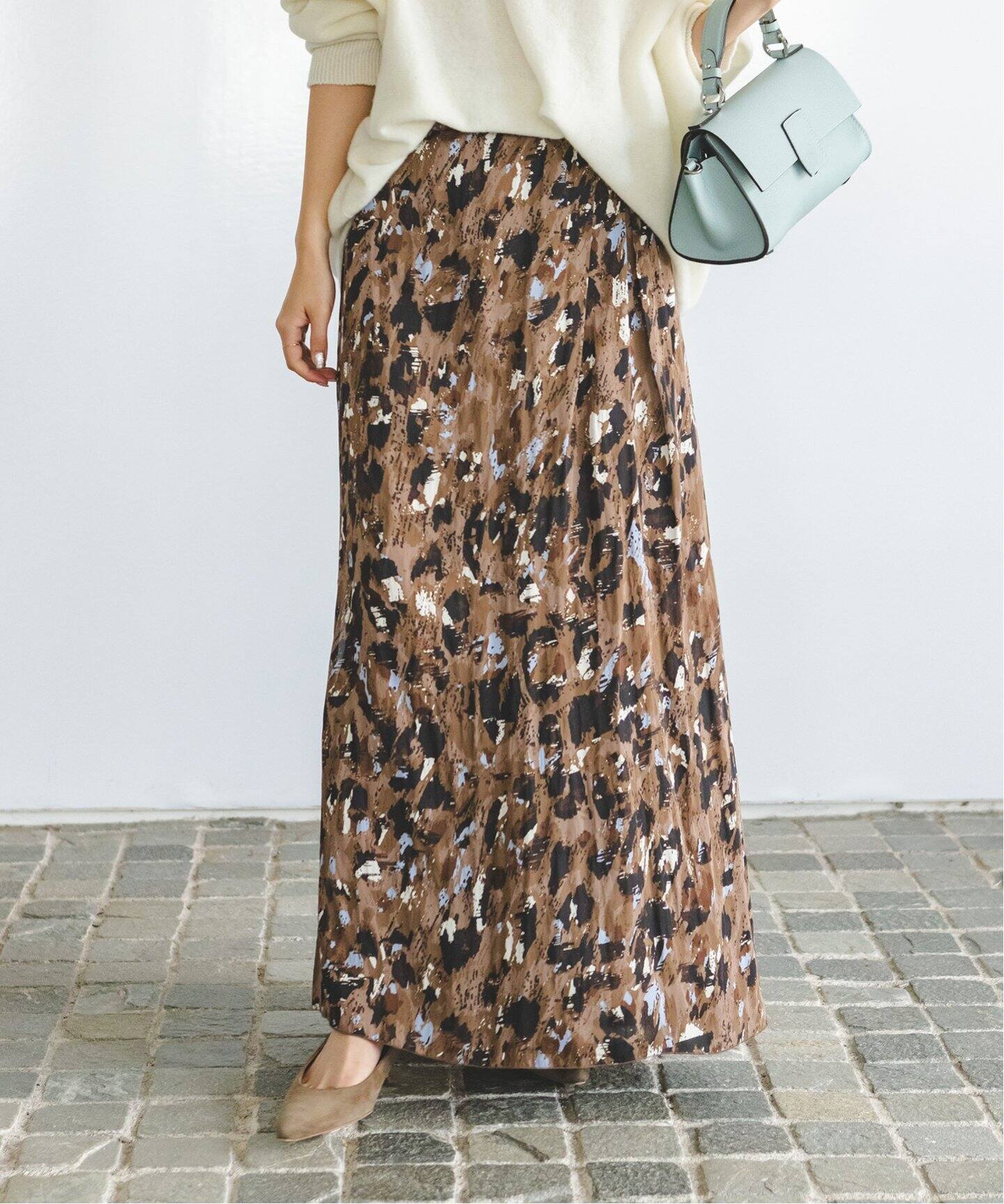 レオパードプリントスリットスカート（ロング・マキシ丈スカート  