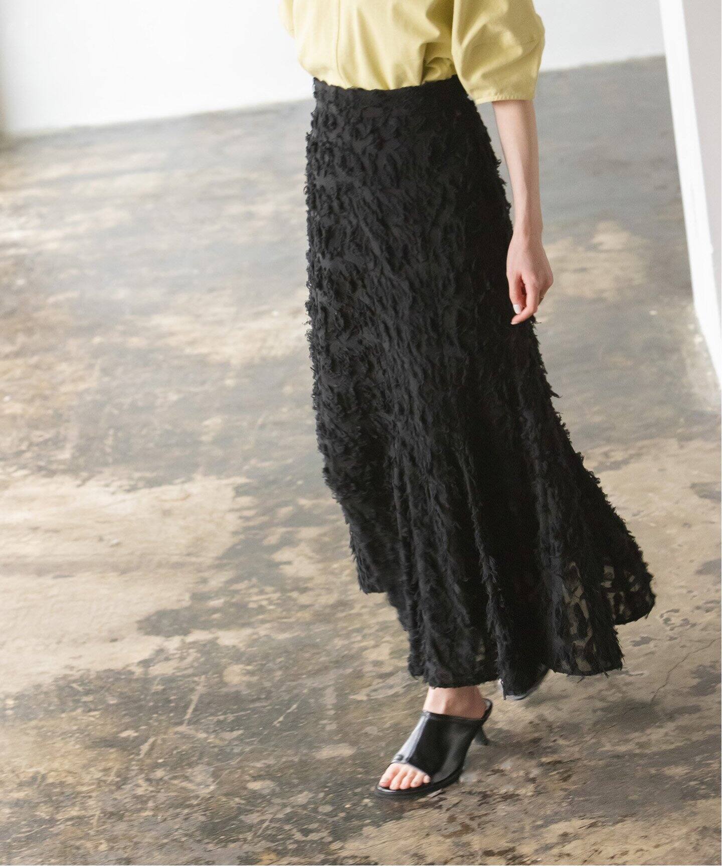 ジャガードヘムフレアスカート（ロング・マキシ丈スカート）｜NOBLE  