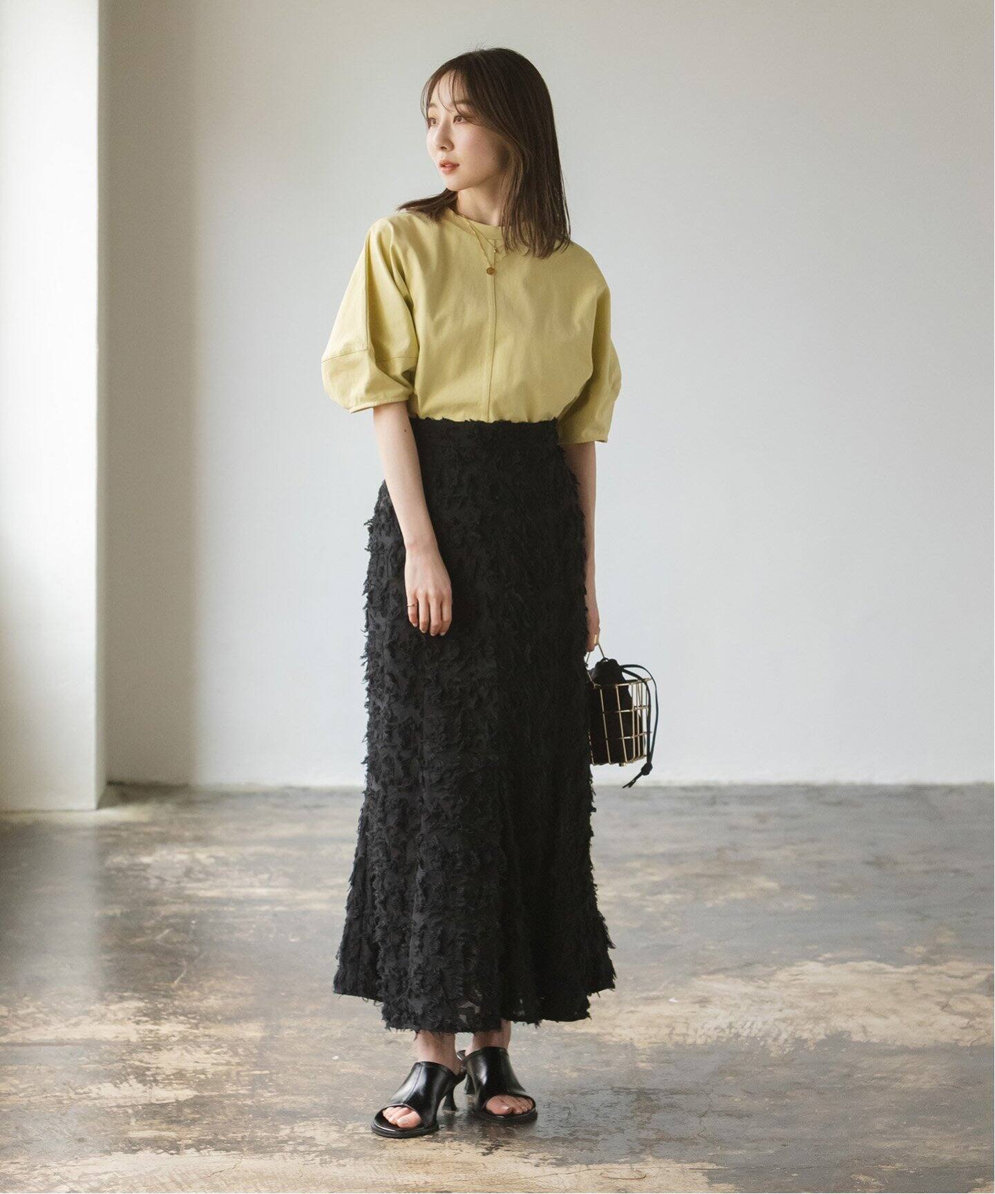 ジャガードヘムフレアスカート（ロング・マキシ丈スカート）｜NOBLE  