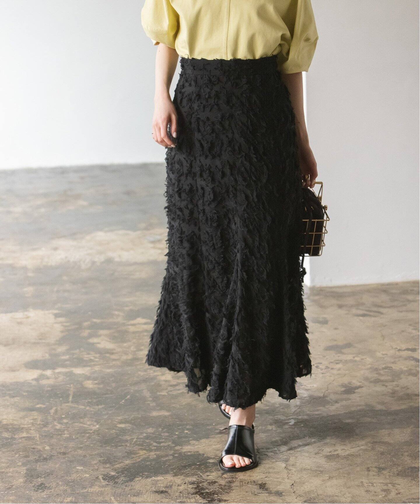 ジャガードヘムフレアスカート（ロング・マキシ丈スカート）｜NOBLE  