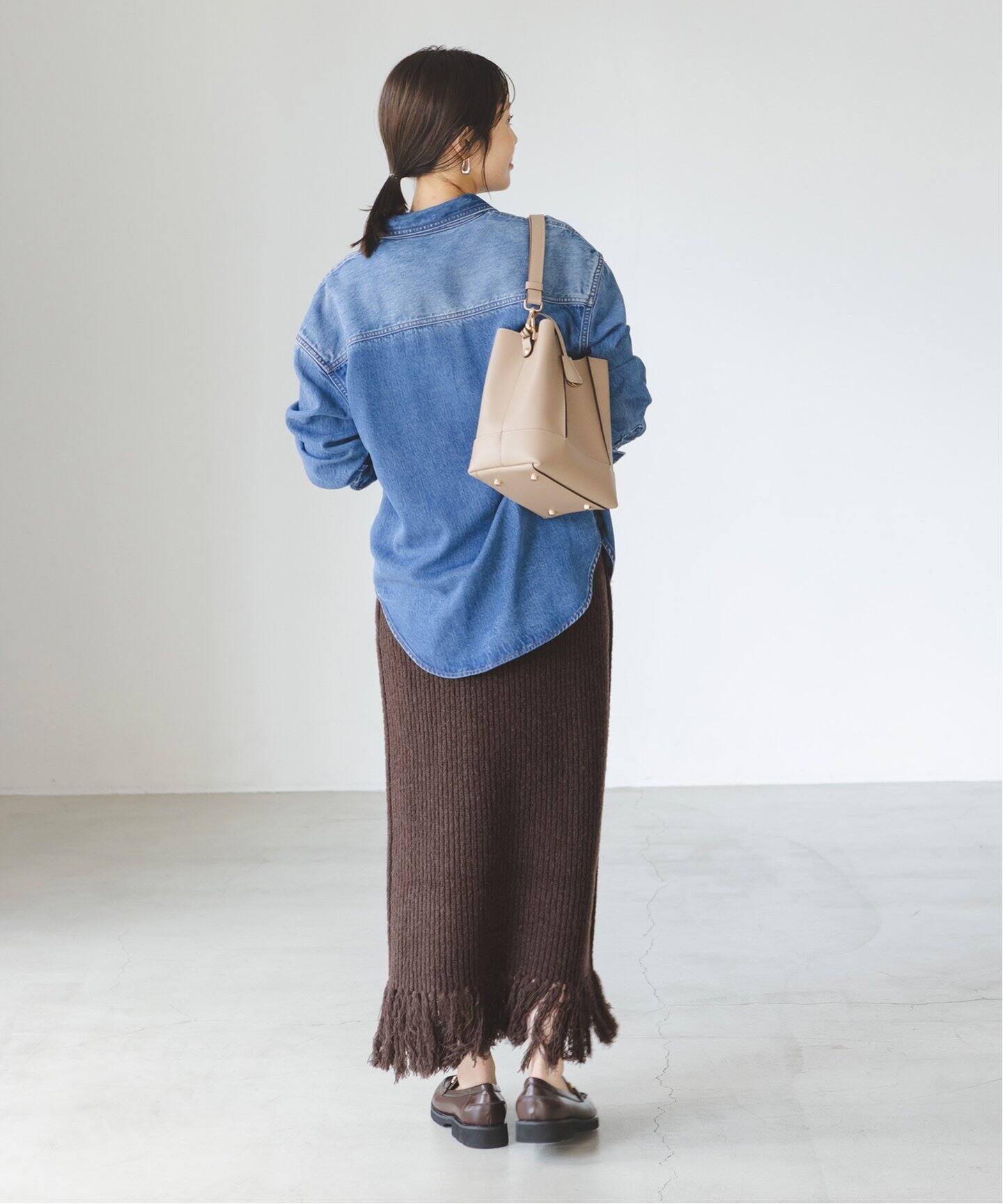 mini boucle 片畦フリンジスカート（ロング・マキシ丈スカート 