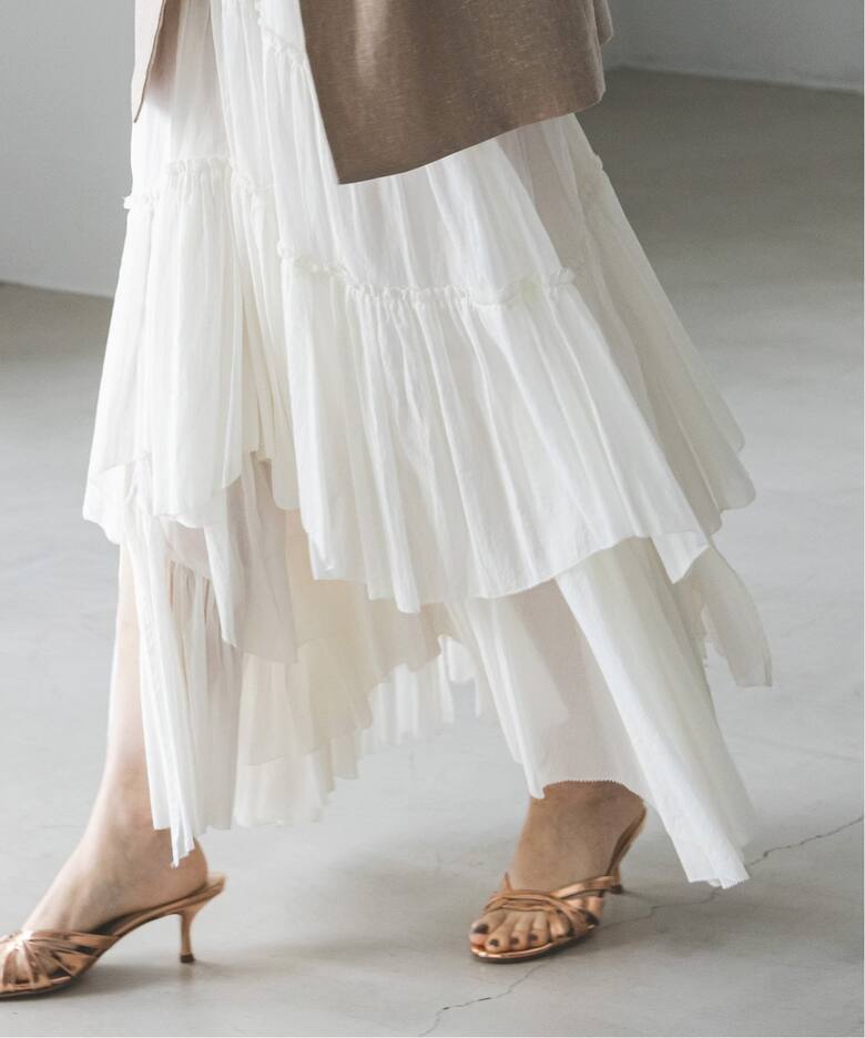 追加》CASA FLINE/カーサフライン コットンティアードスカート（ロング  