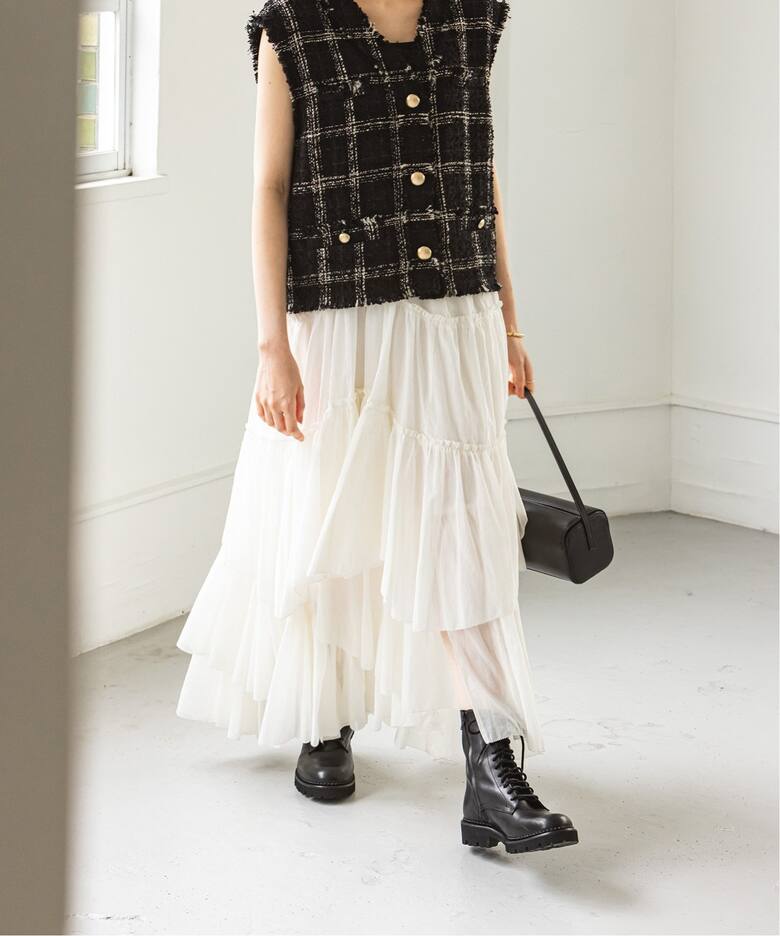 追加》CASA FLINE/カーサフライン コットンティアードスカート（ロング  