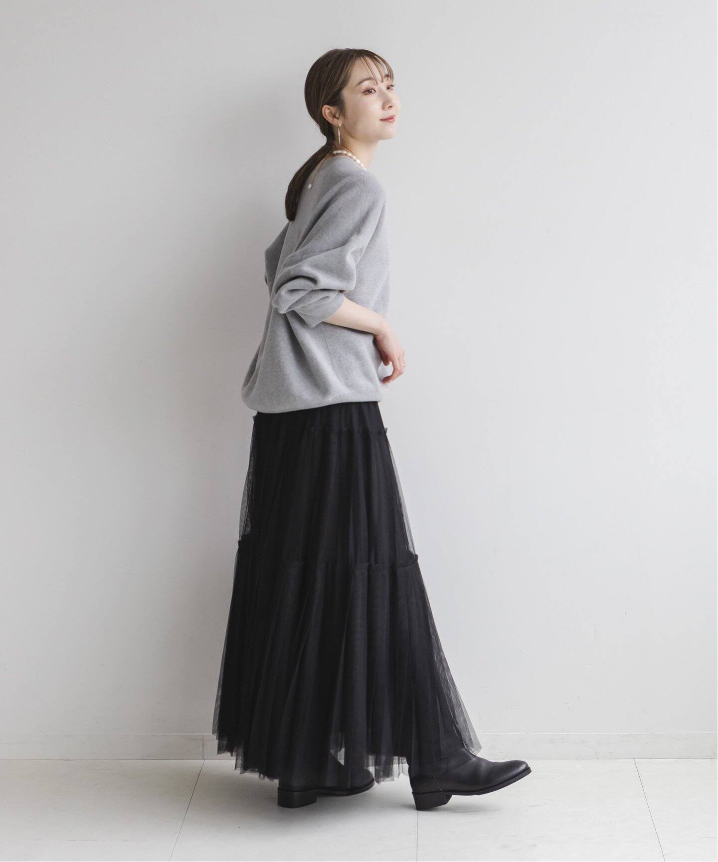 STUMBLY/スタンブリー Pleated Tulle スカート（ロング・マキシ丈  