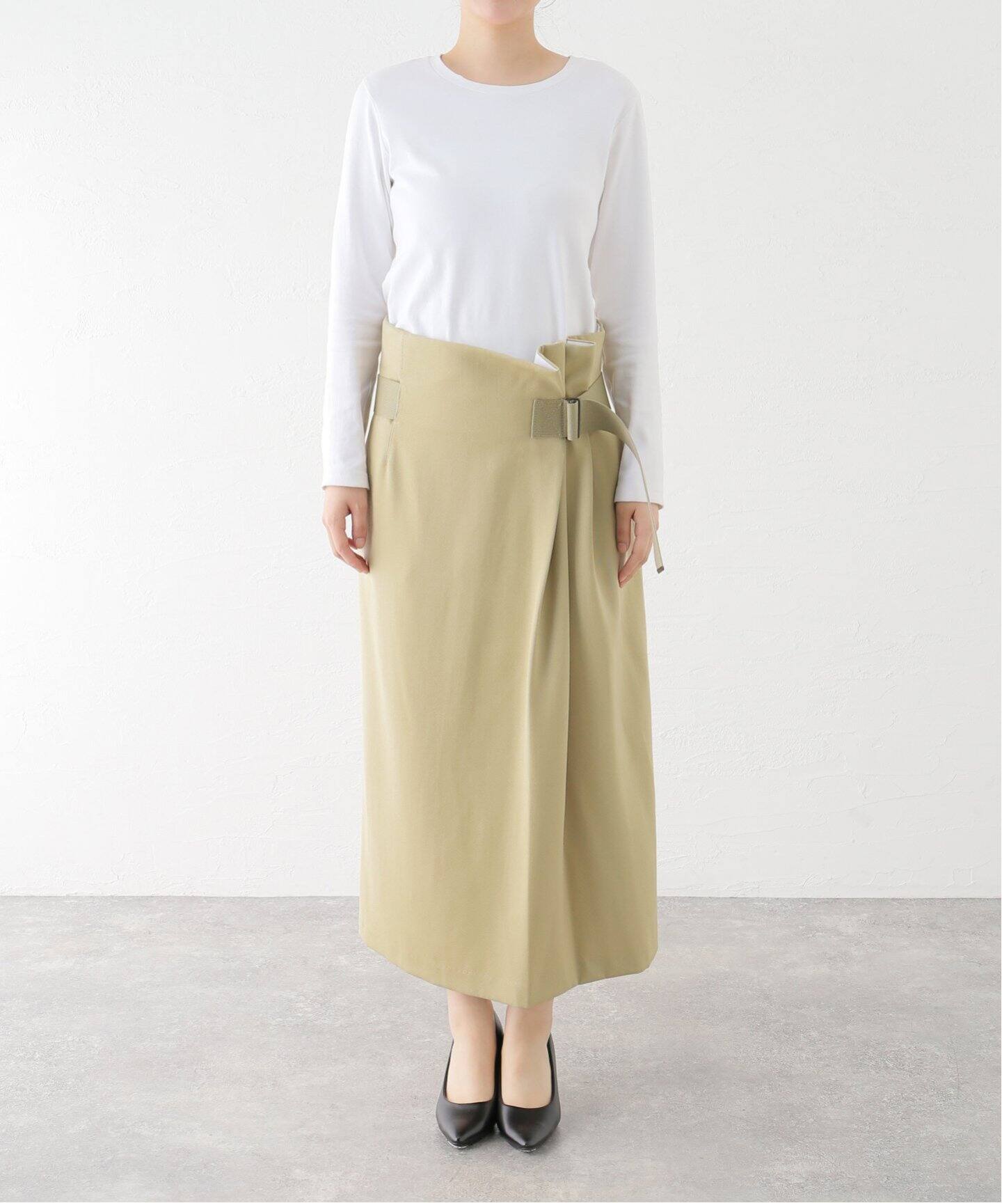 YLEVE/イレーヴ ウールレーヨンツイルラップスカート（ロング・マキシ  